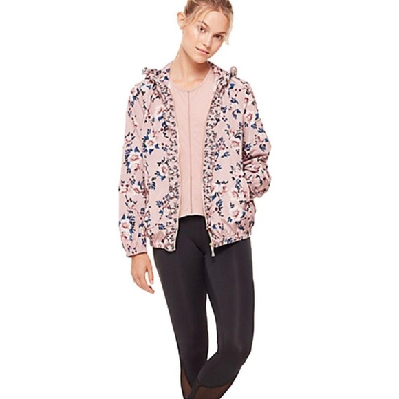 EUC Kate Spade Pink Ruffle Rose Hooded Anorak Sz S - Picture 3 of 8